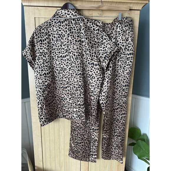 Womens Rachel Zoe Pajama Set XL Leopard Print matching Pj Set - Picture 4 of 8